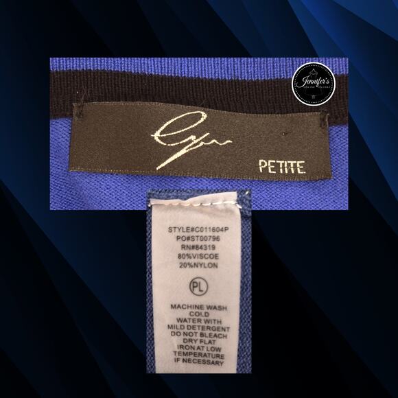 Cyrus Petite Blue & Black 3/4 Sleeve Open Cardigan Size PL - Picture 7 of 9